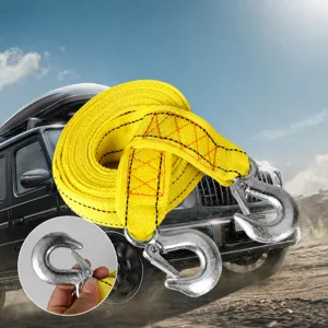 Heavy Duty Auto Noodgeval Sleepgurt Verdikte Nylon Tractieketting Met Metalen Haken Voor Voertuigredding