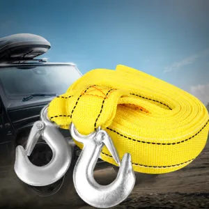 Heavy-duty sleepkabel met metalen haken 4m gele autoherstelriem voor noodgevallen onderweg