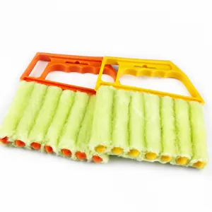 Cepillo Multifuncional De Limpieza De Persianas De Ventana Herramienta Limpiadora De Polvo Con Paño De Microfibra Desmontable Para Rejilla De Aire Hogar
