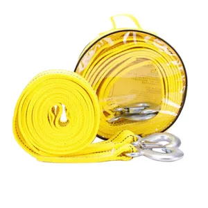 Sterke 4M sleepband met haken, 5 ton dubbellaags gele nylon noodkabel voor voertuigen.