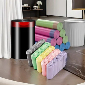 Colorful drawstring garbage bags for household daily cleaning and waste storage main image.
