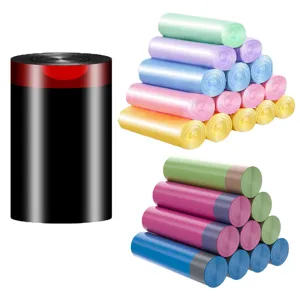 Household colorful garbage bags roll household cleaning bags portable drawstring trash bags