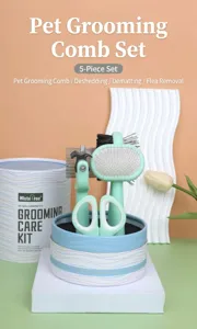 Kit toelettatura animali set 5 pezzi pettine spazzola tosatrice per piccoli cani nuovo