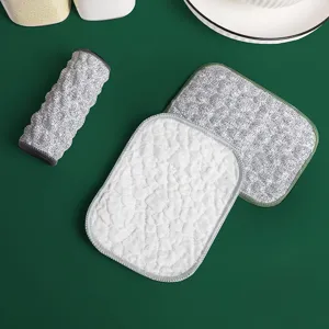 Thick silver wire dishcloth, non-stick oil kitchen cleaning rag, double layer absorbent scrub pad.