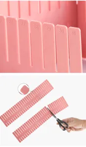 Adjustable plastic drawer dividers pink cuttable grid storage partition for underwear cosmetics