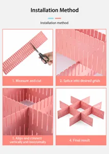 Plastic drawer divider DIY adjustable storage grid partition for underwear and cosmetics