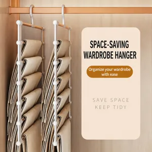 Multi-Layer Pants Hanger Stainless Steel Space Saving Foldable Trouser Rack Wardrobe Storage Organizer For Clothes