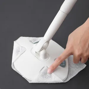 Mini face towel mop with telescopic handle, portable flat floor cleaning tool for home use.