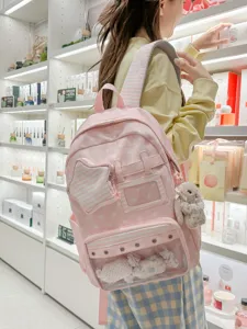Japanischer Harajuku Stil Sternendruck klares Fenster Studenten Rucksack Schultasche