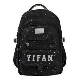 Japanischer Stil sternen schule rucksack grosse kapazitaet niedliche schueler tasche schwarz