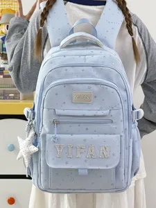 Japanischer niedlicher Sternen-Schulrucksack für Studenten, hellblauer Freizeit-Rucksack.