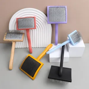Wooden Pet Dog Hair Grooming Comb Pet Slicker Brush For Shedding And Grooming Ergonomic Handle Pet Hair Care Tool