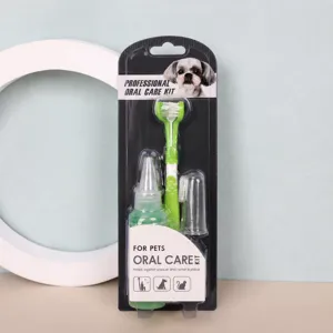 Pet Toothpaste And Toothbrush Set Dog Dental Care Kit With Gel Toothpaste Finger Toothbrush For Pet Cleaning