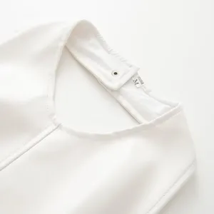 White faux leather vest detail women stylish apparel minimalist collar premium PU material