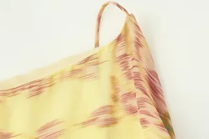Detailed close-up view of a women's strap dress showing fine fabric texture and stylish print.