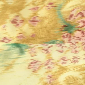 European style printed women dress main view fabric detail showing yellow floral pattern.