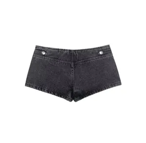 Short en denim décontracté pour femme noir délavé coupe slim short élégant pour la vie quotidienne d'été.
