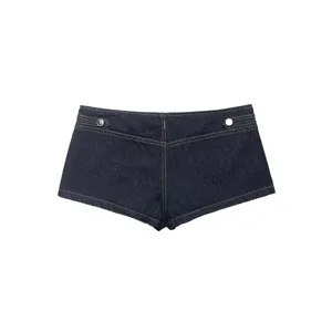 Short en jean bleu foncé pour femmes casual slim fit short en denim streetwear d'été