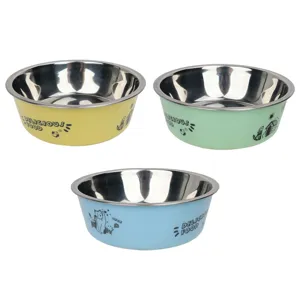 Stainless steel pet bowl anti-slip dog food bowl cute colorful animal feeding bowl water dish main