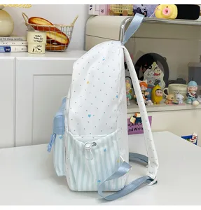 Japanse ins stijl schattige ster streep kleurblok grote capaciteit studenten schoolrugzak