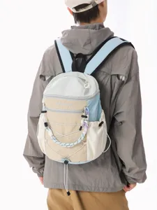 Nylon Lightweight Hiking Backpack Color Block Commuter Crossbody Bag Water Resistant Outdoor Sports Backpack For Men Women Daily Travel