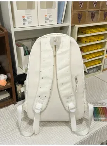Japanischer Stil süßes Sternenmuster weißer Rucksack große Kapazität Schultasche