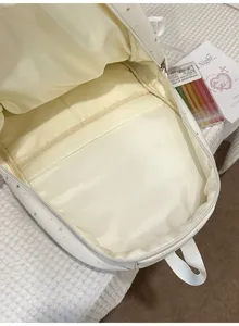 Weißer Rucksack mit Sternenmuster, große Kapazität Schultasche für Schüler, Innenfach.
