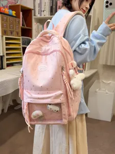 Japanischer stil rosa stern transparent grosser kapazität rucksack für schüler mädchen süss
