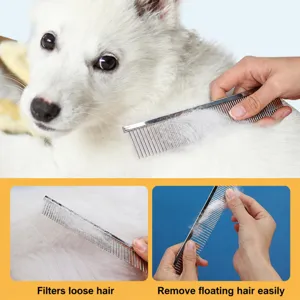Rvs kam voor honden en katten, verwijdert effectief losse haren en masseert de huid.