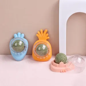 Catnip Wall Ball Toy Rotating Cat Chew Toy Cat Mint Ball Pet Self Hi Toy