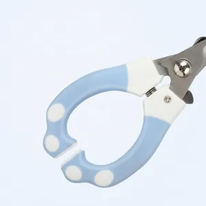 Ergonomic pet nail clipper with cute paw handle, sharp stainless steel blade for cats dogs.