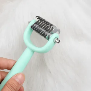 Pettine da toelettatura per animali con lame a doppia faccia per cani e nodi.