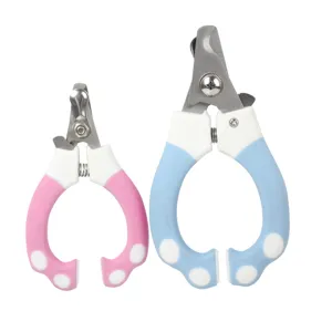 Pet nail clippers set, stainless steel dog and cat claw trimmer with colorful handles.