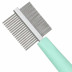 Pettine professionale a doppia fila per animali per la toelettatura e la rimozione.