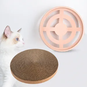 Round Corrugated Cat Scratching Bowl with Breathable Plastic Shell Replaceable Inner Pad