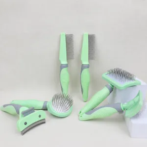 Pet Grooming Slicker Brush And Deshedding Comb For Dogs And Cats Stainless Steel Pins Anti Slip Handle Hair Care Tool