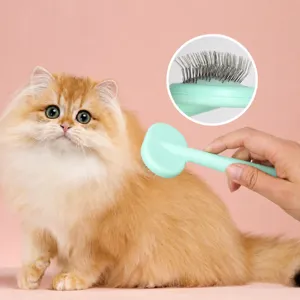 Spazzola cardatore verde per cani e gatti, delicato strumento con perni in acciaio.