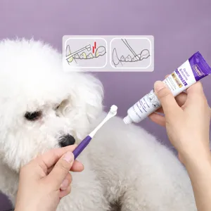 Pet dog cat toothbrush toothpaste set dental care cleaning tool for fresh breath and teeth hygiene