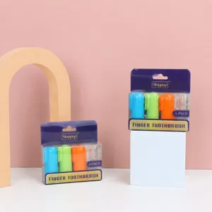 4 color pet finger toothbrush set silicone cat and dog oral cleaning tool 4-pack boxes