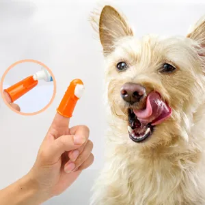 Pet silicone finger toothbrush for dogs and cats, soft dental cleaning tool for oral care.