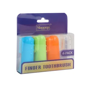 Pet silicone finger toothbrush 4 pack dog and cat oral teeth cleaning tool set new