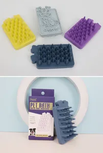 Silicone pet bath brush dog massage brush soft conical teeth pet grooming tool multi-color set