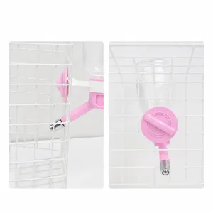 Hanging Pet Water Dispenser Plastic Automatic Water Bottle Feeder With Stainless Steel Nozzle For Dogs Cats Cage Supplies
