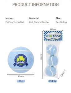 Pet tennis toy set with felt and rubber material, durable chew toy for dogs and puppies.