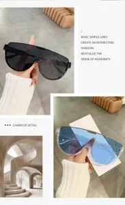 Dettaglio occhiali da sole monopezzo oversize, primo piano di occhiali alla moda e chic.