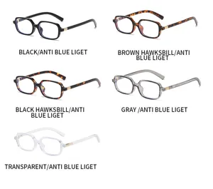 Lunettes anti-lumière bleue carrées élégantes en 5 coloris, style moderne quotidien.