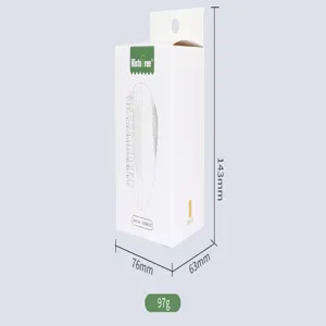 Pet bath brush packaging box with size dimensions 143x76x63mm, orange color, weighing 97g.