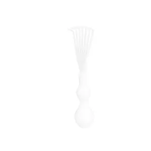 White plastic hair brush cleaner tool mini rake for easy hair removal and cleaning.