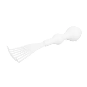 White plastic comb cleaning tool and hair removal rake brush for daily hair cleaning needs.