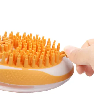 Pet bath brush massage comb with soft silicone bristles for cats and dogs, easy to use.